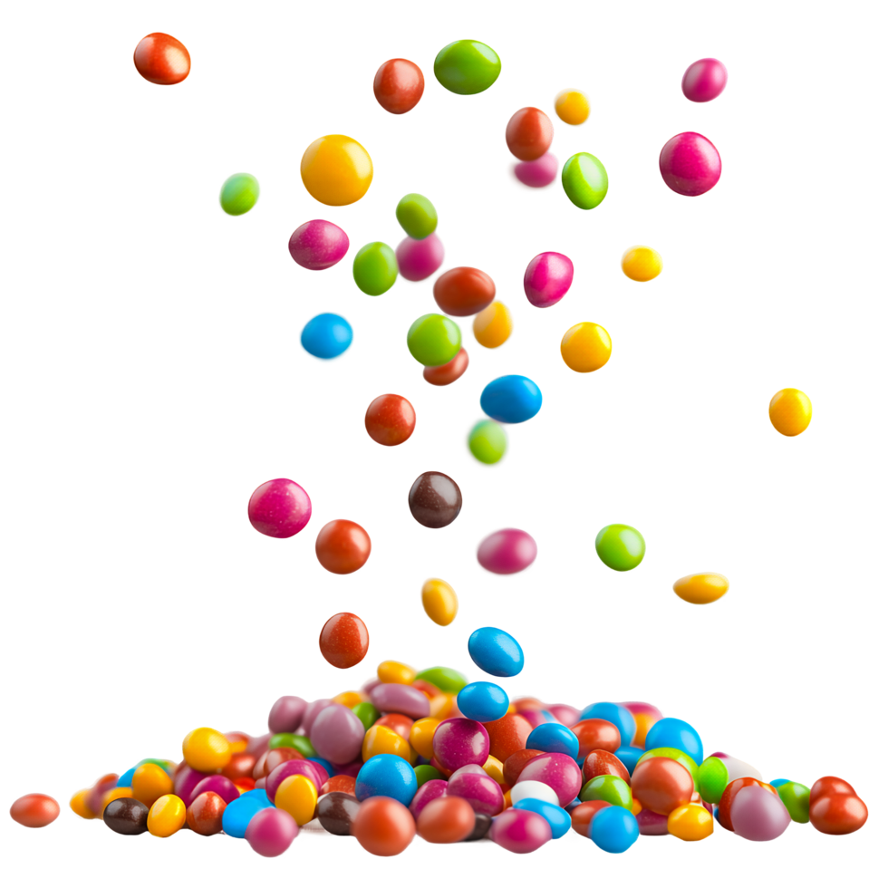 Colorful candy falling from the sky png