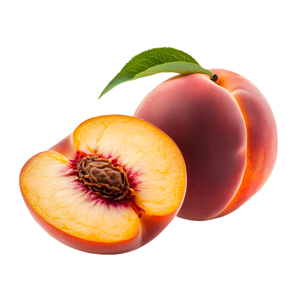 Peaches with Half-Cut Peach on Transparent Background png