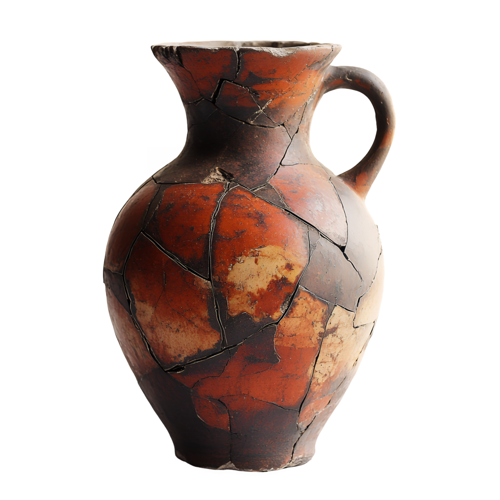 Ancient Roman Vase with Cracks Isolated on Transparent Background png