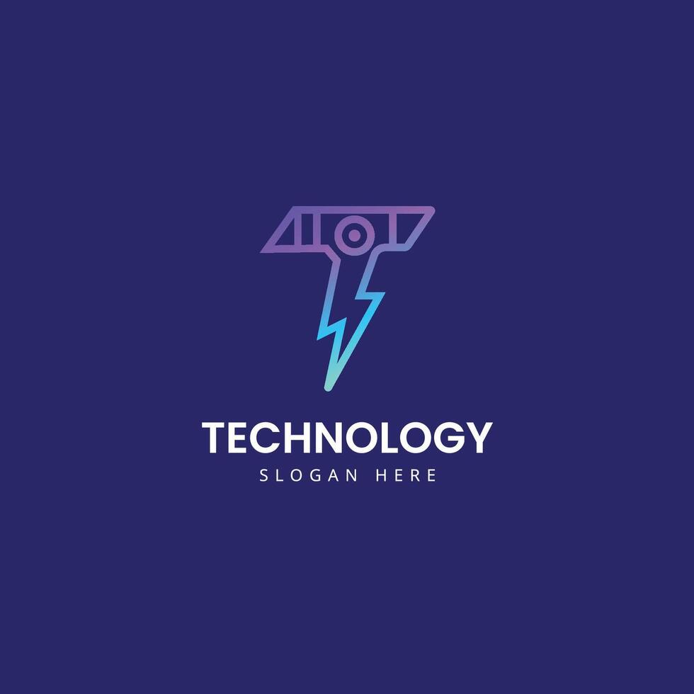 Modern Letter T Technology Design Template vector