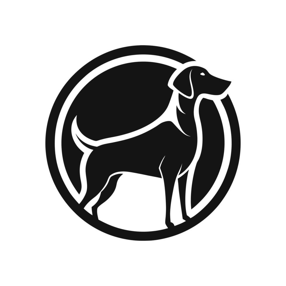 A black and white dog logo on a white background vector