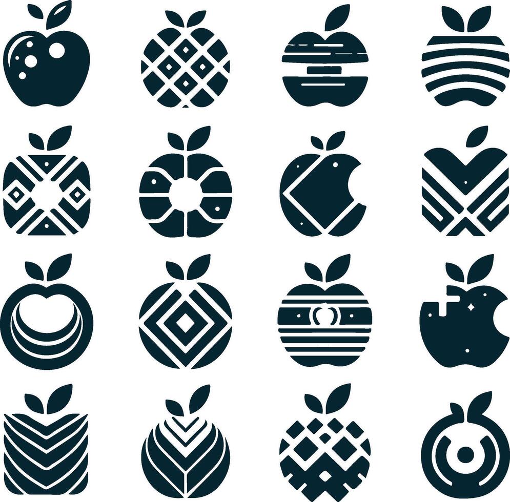 apple logos collection, apple graphic design, apple symbols set, abstract apple icons, fruit logo design, vector