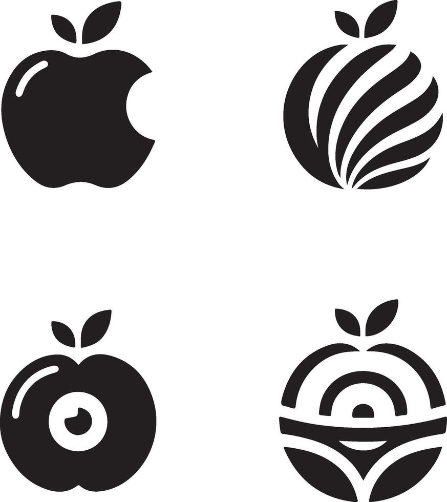 apple logos collection, apple logo set, fruit icons pack, vector