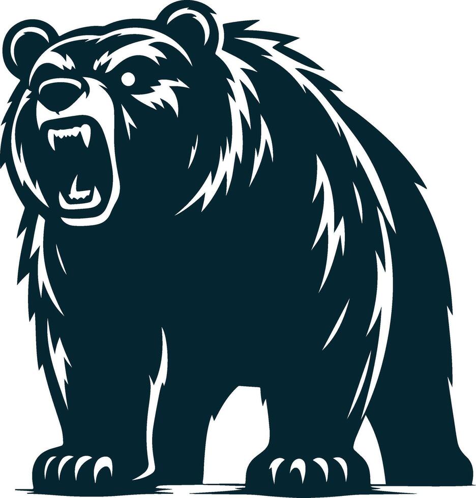 fierce bear silhouette design vector