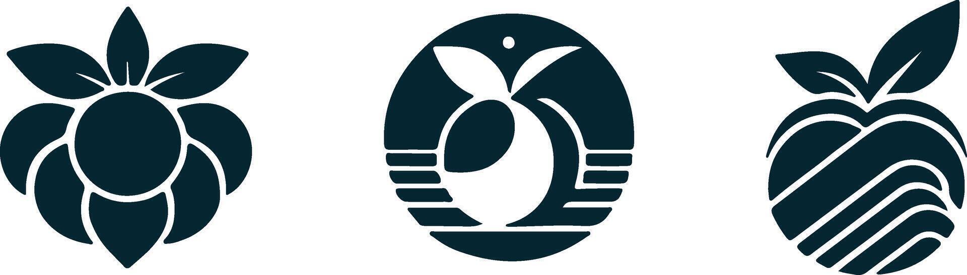 apricot logos collection, black apricot graphics, apricot symbol set, nature fruit logos, modern apricot icons, simple apricot logo pack, abstract apricot shapes, fruit icon design. vector