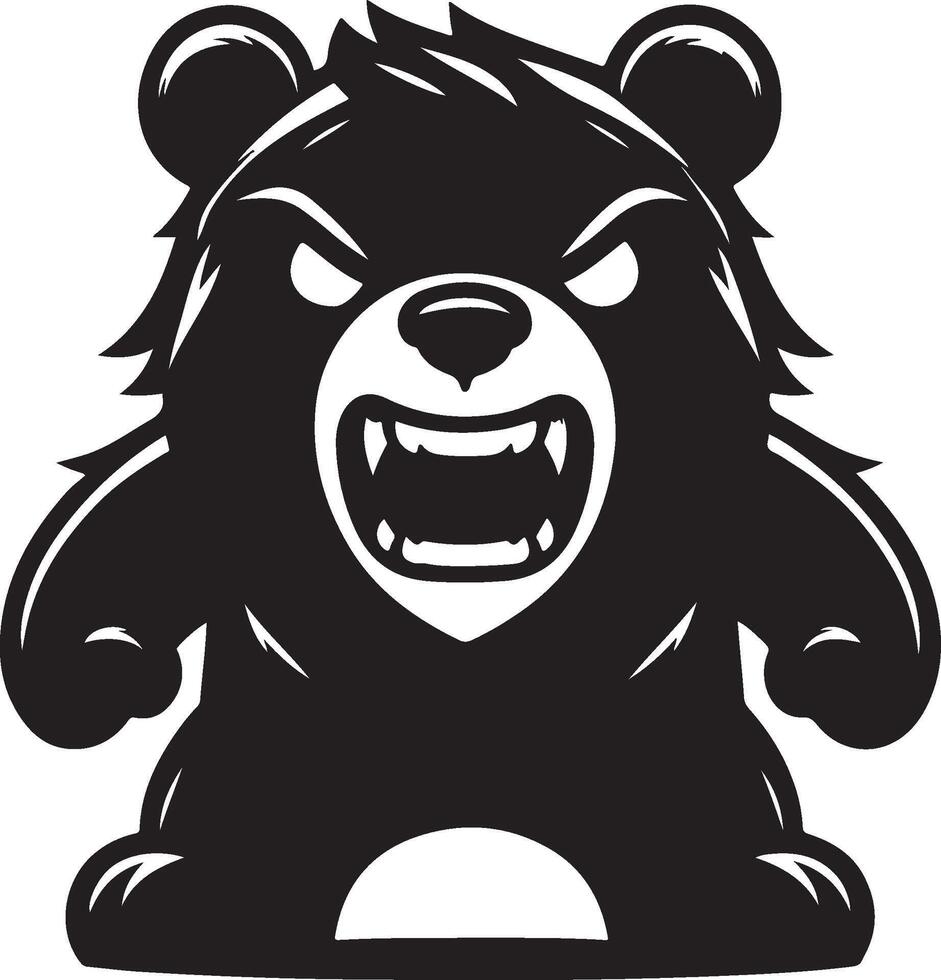 furious bear silhouette vector