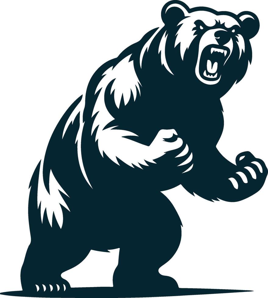 black silhouette of an angry bear vector