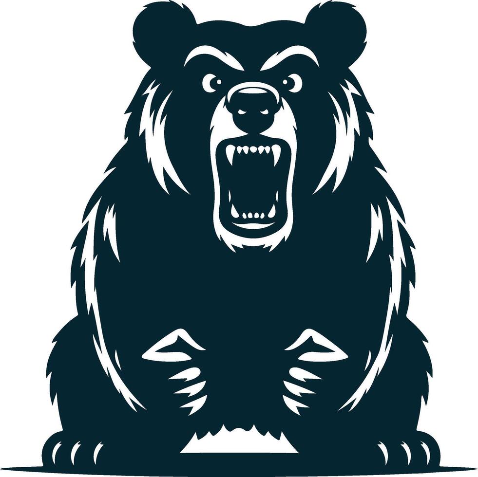 threatening bear silhouette vector