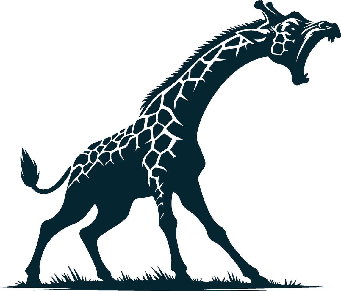 Angry Giraffe Silhouette vector