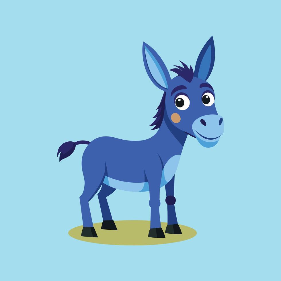 A cartoon donkey standing on a blue background vector
