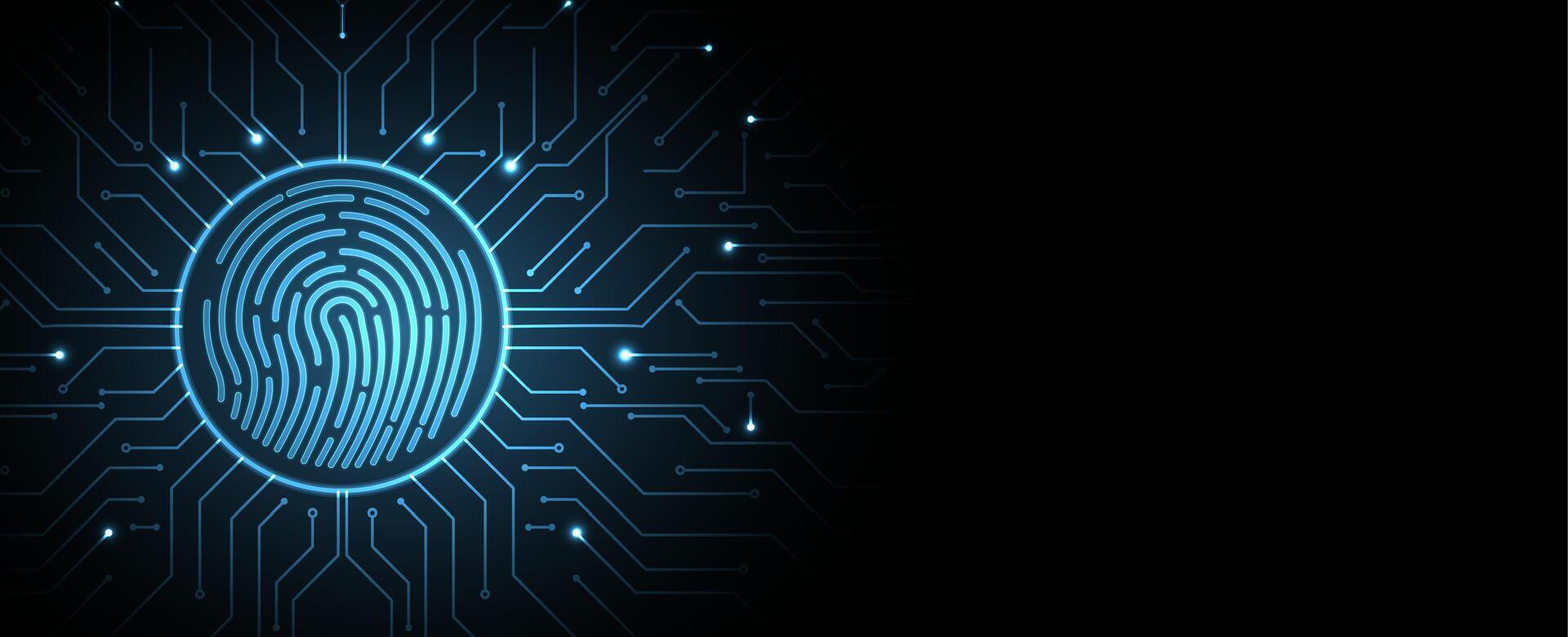 A fingerprint on a circuit board with a blue light vector