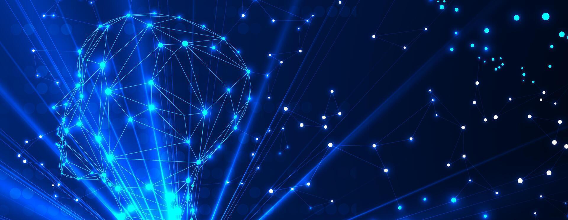 A blue light is shining on a network of lines vector
