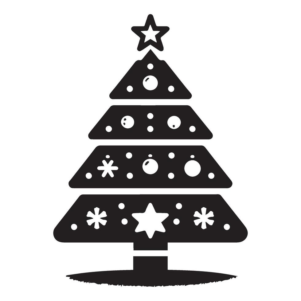 Black and white christmas tree icon vector