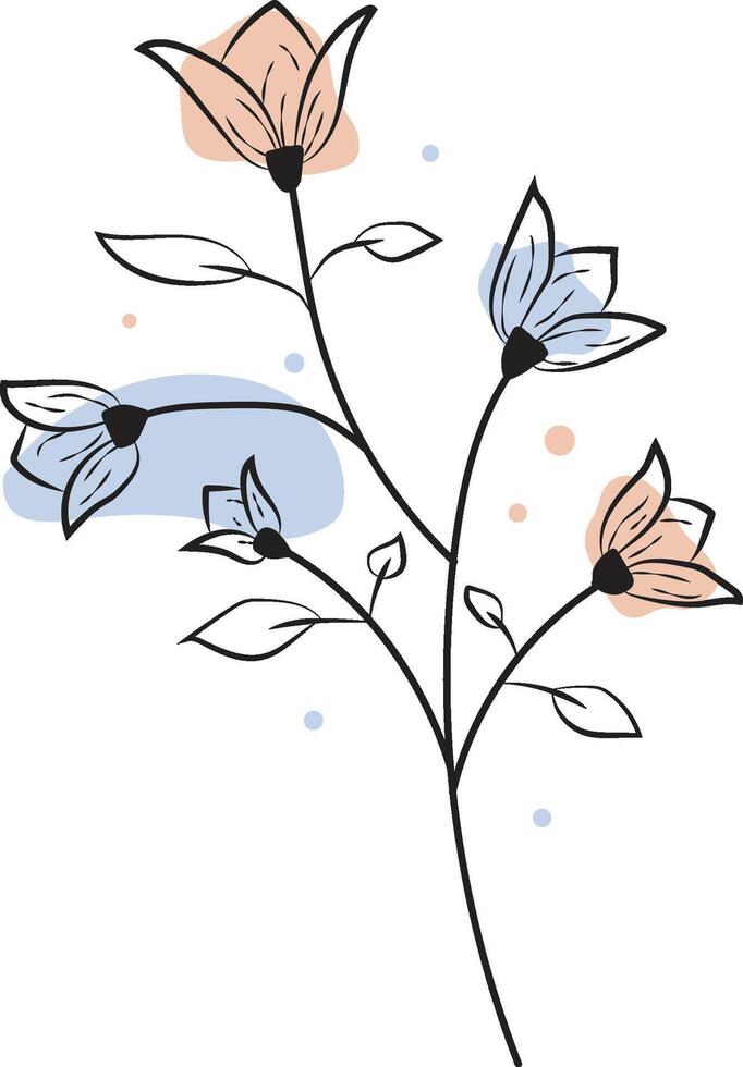 Hand drawn one line art illustration vector