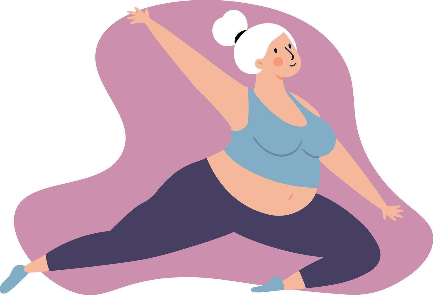 Plus size female doing a yoga pose in tranquil setting. She radiates body positivity and self acceptance vector