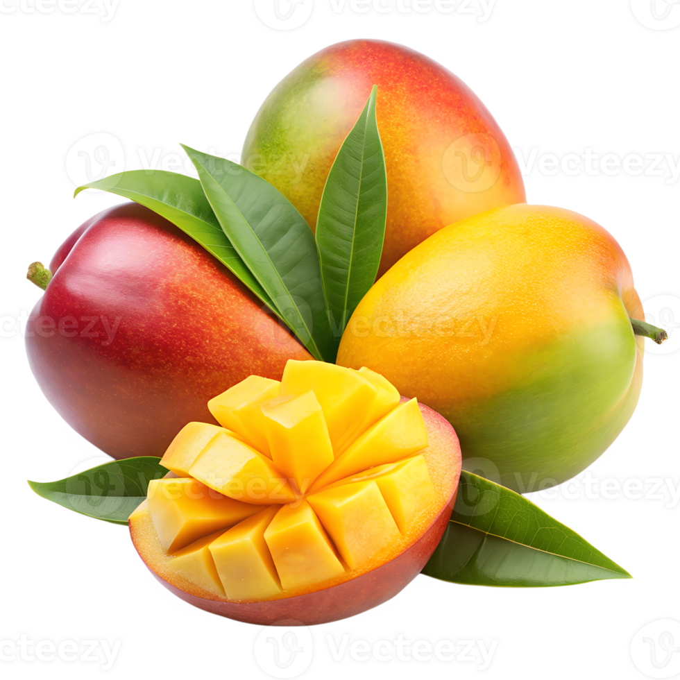 mango and halves isolate on transparency background png