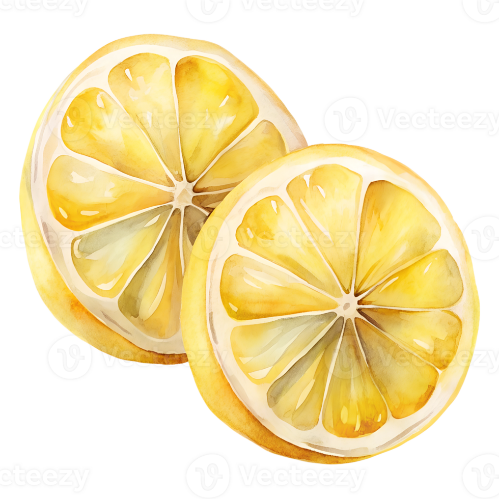 Watercolor hand drawn lemon halves isolate on transparency background png