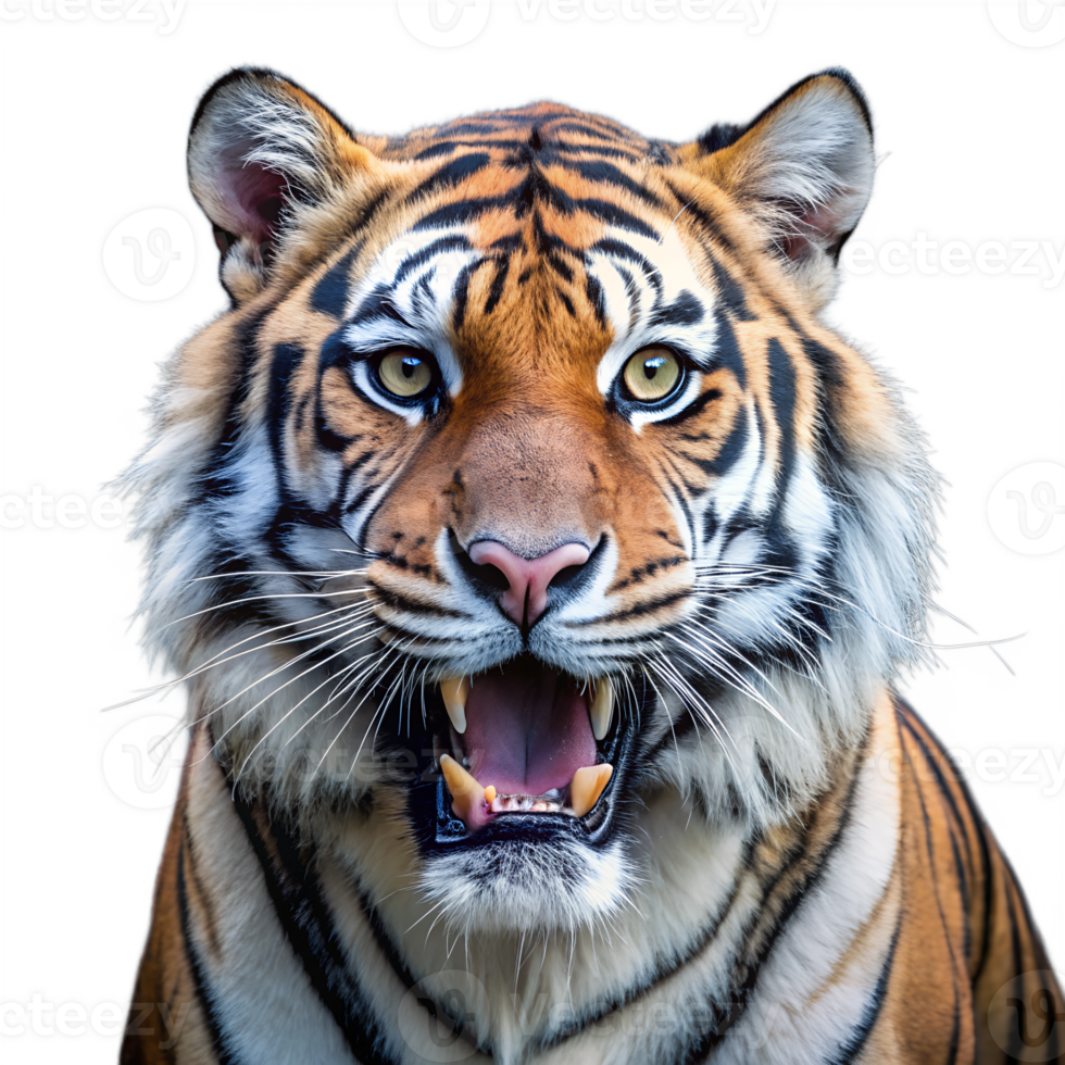 Angry and surprised tiger with a funny and excited expression png