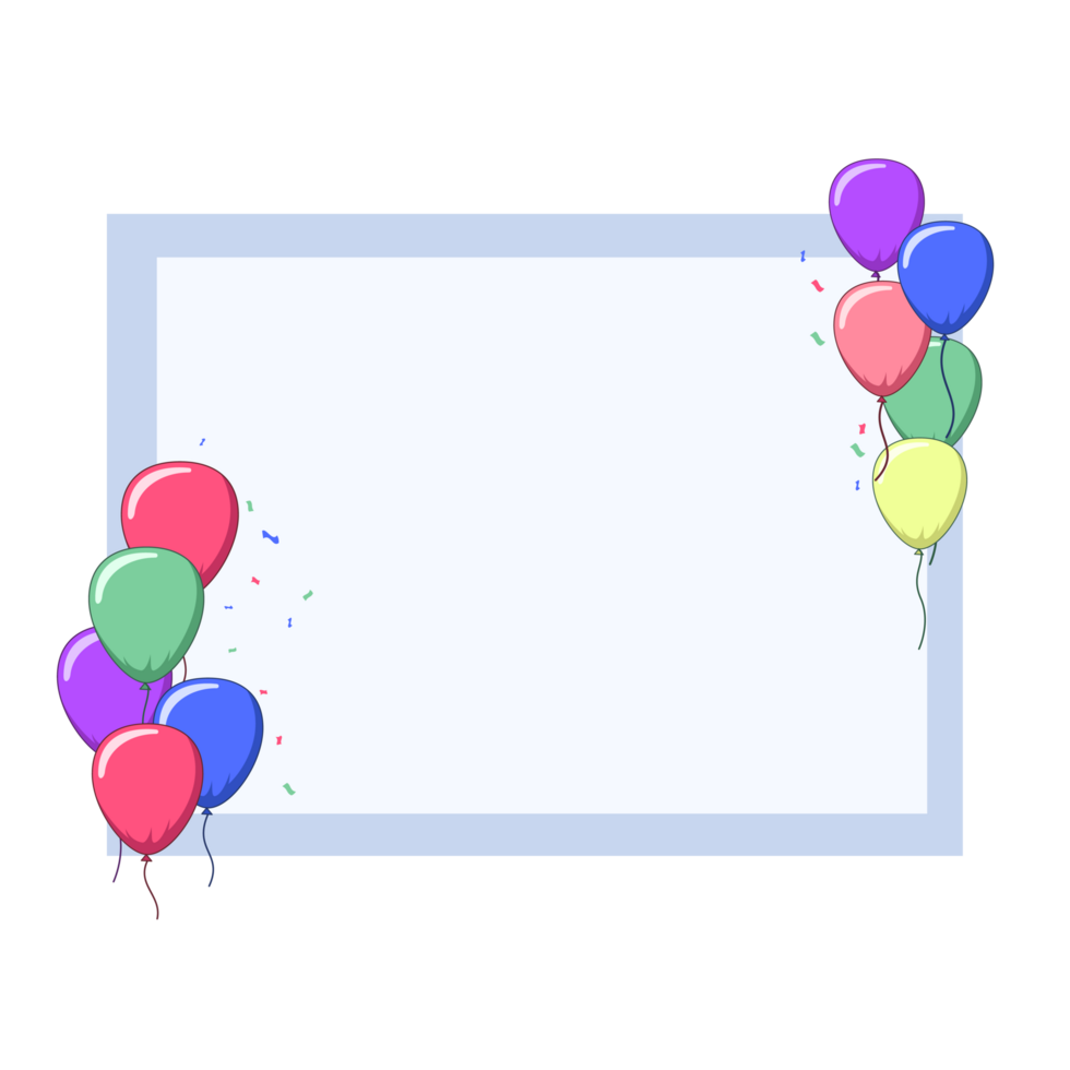 Frame with balloon colorful flat design png