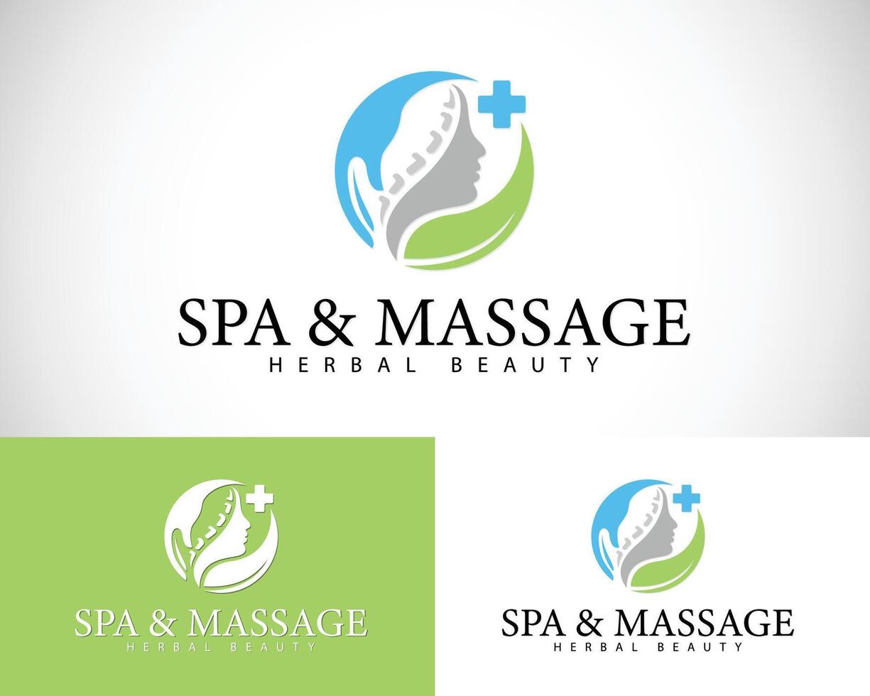 massage logo creative design concept nature health spa beauty spine care vector