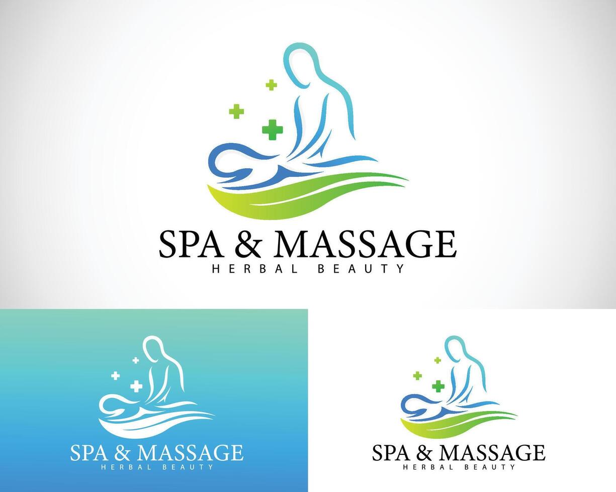 massage logo creative design concept nature health spa beauty spine care vector