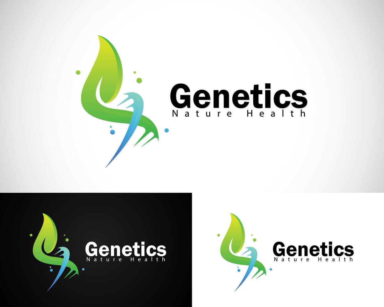 people genetics logo creative design concept nature leave icon DNA vector