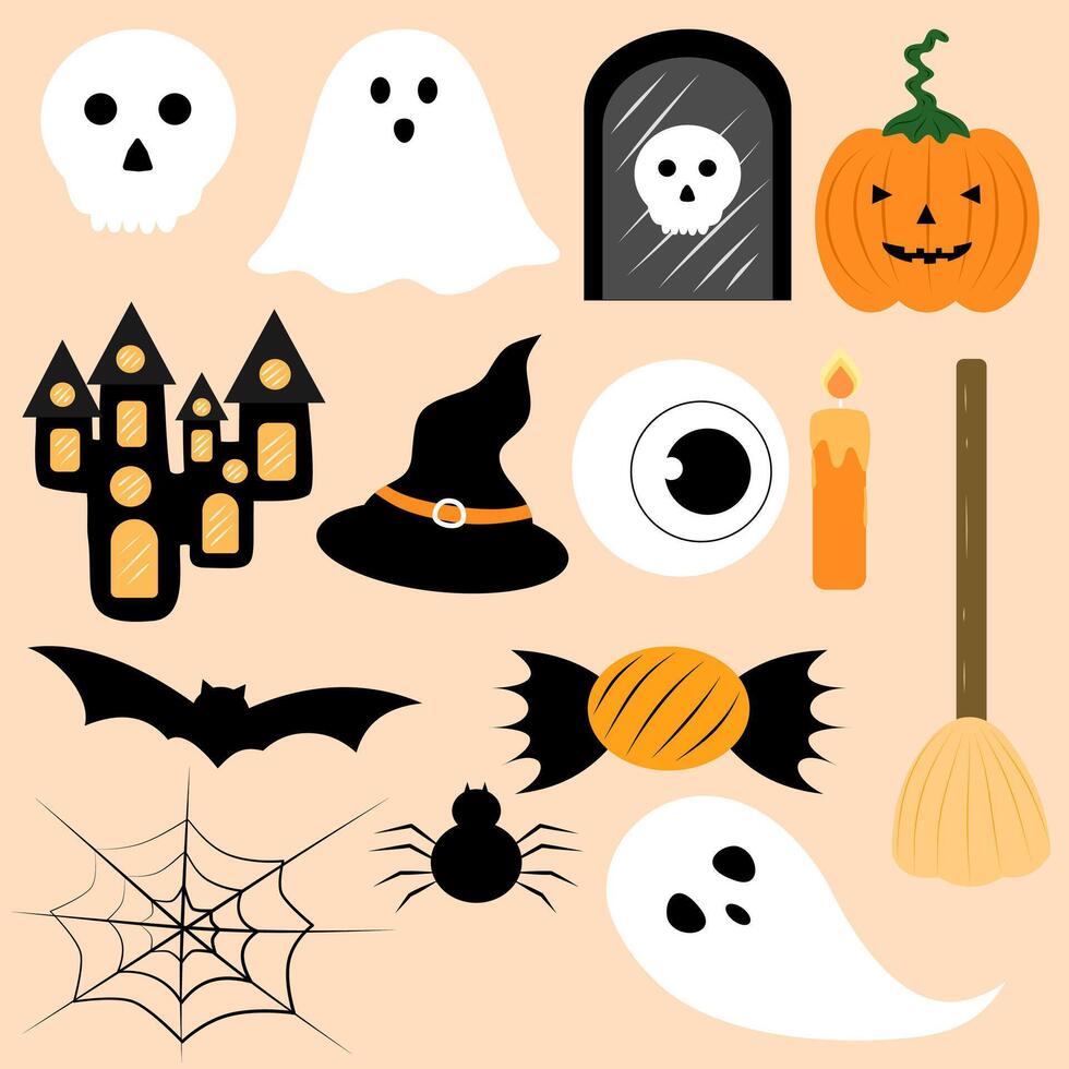 Halloween clipart, illustrations and design elements set. vector