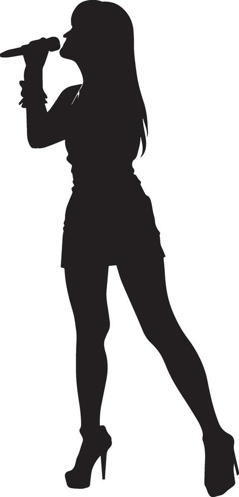 Singer microphone silhouette vector