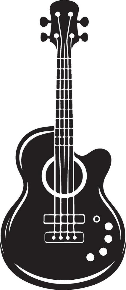Acoustic bass guitar silhouette vector