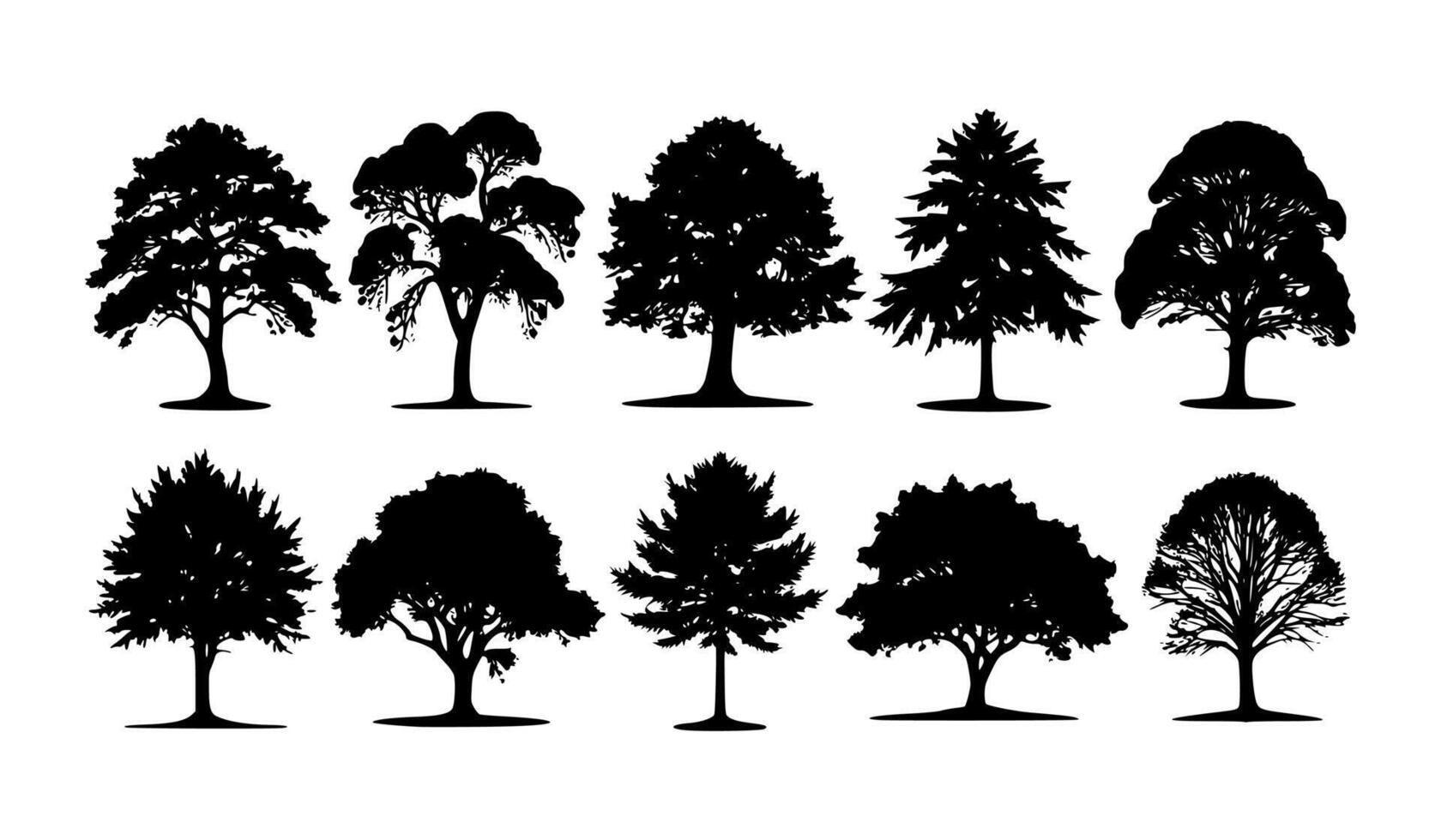 Selection of tree outlines. vector