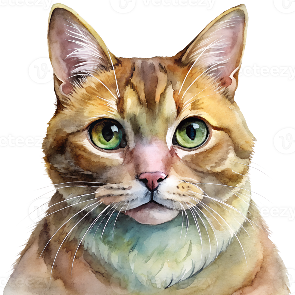 watercolor hand drawn cat isolate on transparency background png