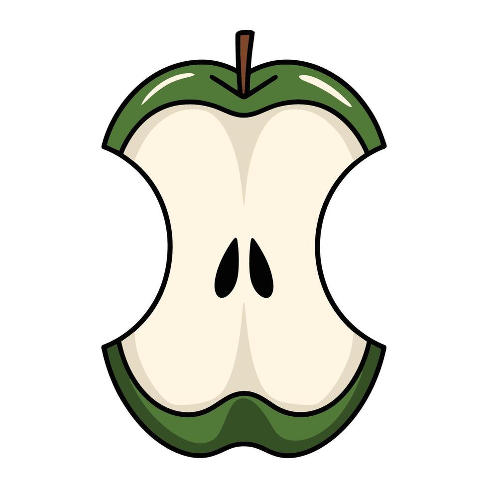 Green Apple Core Illustration vector