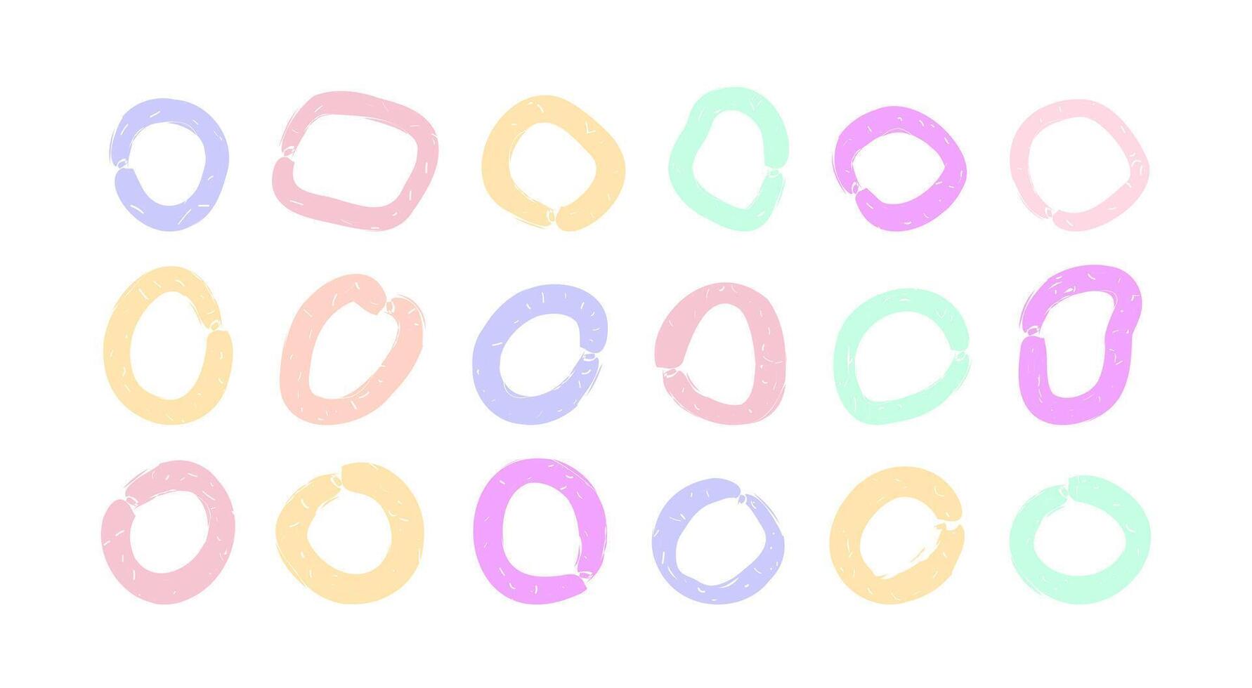 Abstract pastel colored shapes, frames. Doodle vector