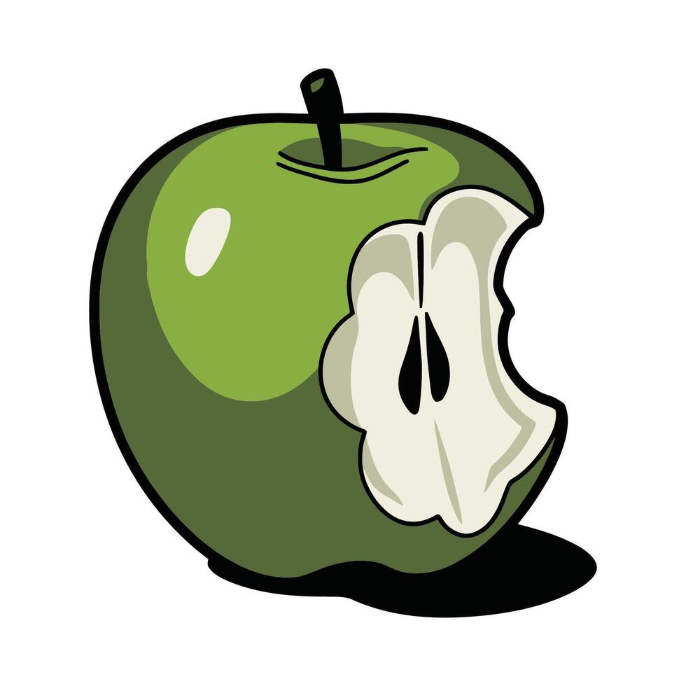Freshly Bitten Green Apple Illustration vector