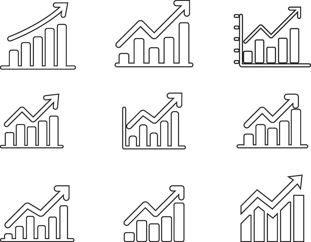 Growth graph Chart sign and symbol . Business growing diagram chart icon vector