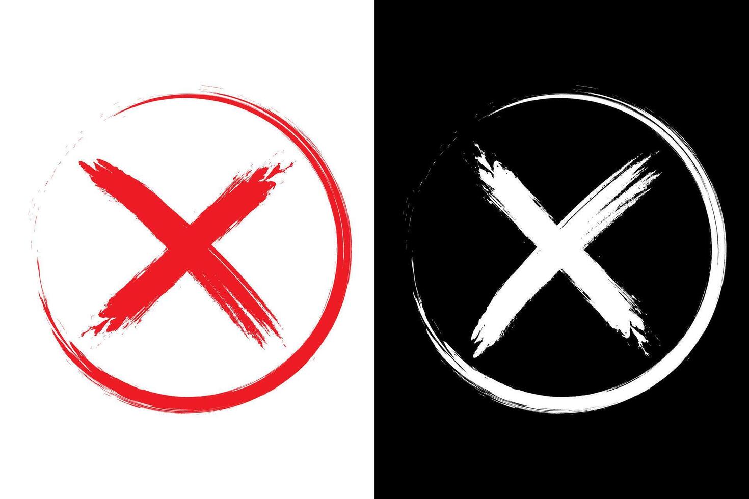 Error, wrong, stop and no hand drawn X mark. Rejected sign in grunge style. vector
