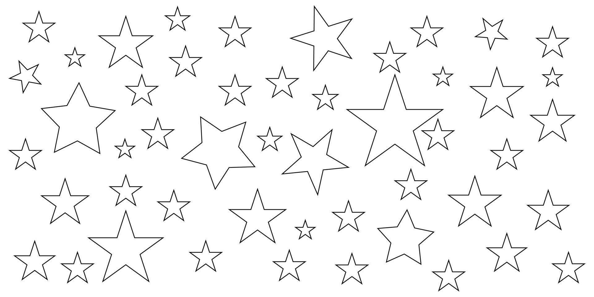 Wall sticker set. 50 stars stencil template illustration. vector