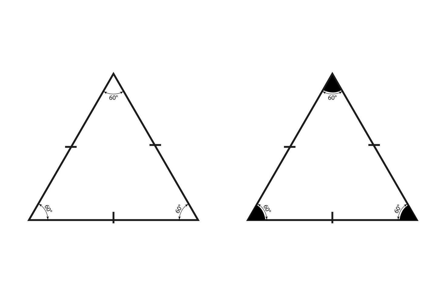 Mathematics geometric equilateral triangle shape illustration. vector