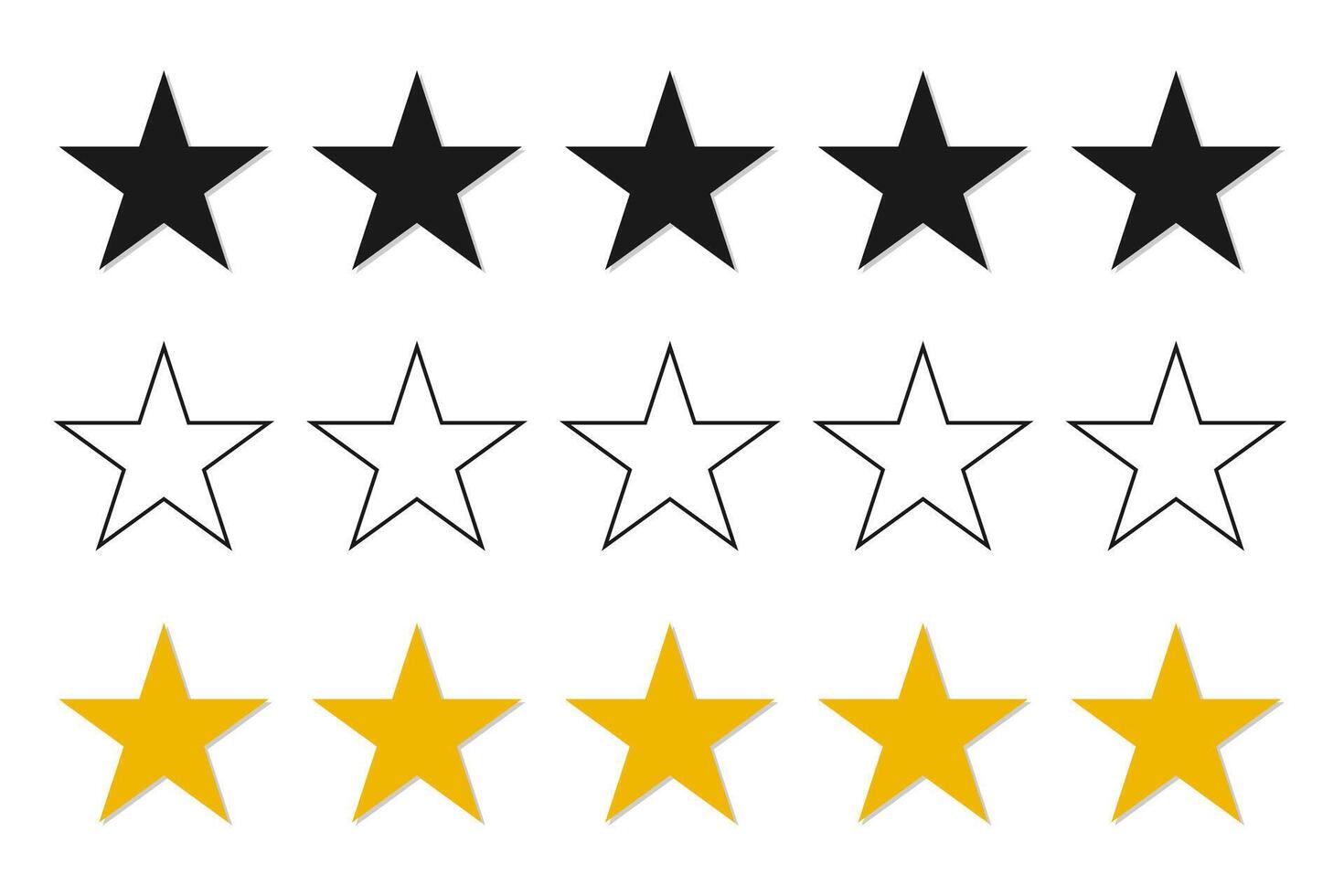 Star shapes icon. Simple star icons. Five star rating review. vector