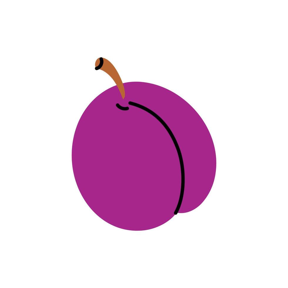 A vibrant purple plum with a smooth texture and a small stem, perfect for a healthy snack vector