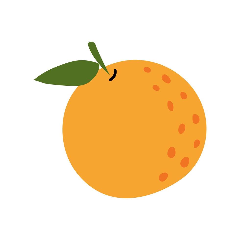 Bright orange fruit with green leaf on top, symbolizing freshness and vitality in nature vector