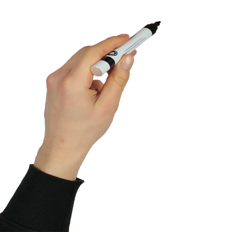 a hand holding a marker on a transparent background png
