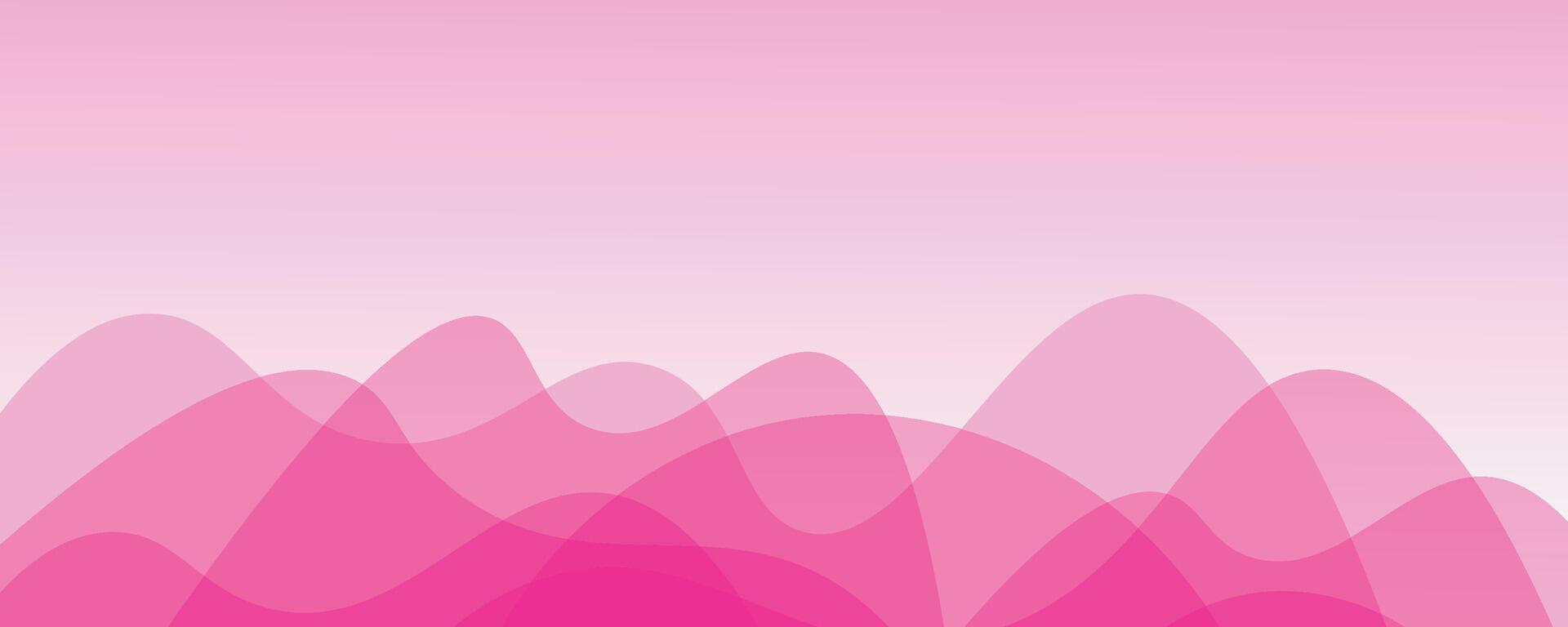 Pink abstract banner with waves vector