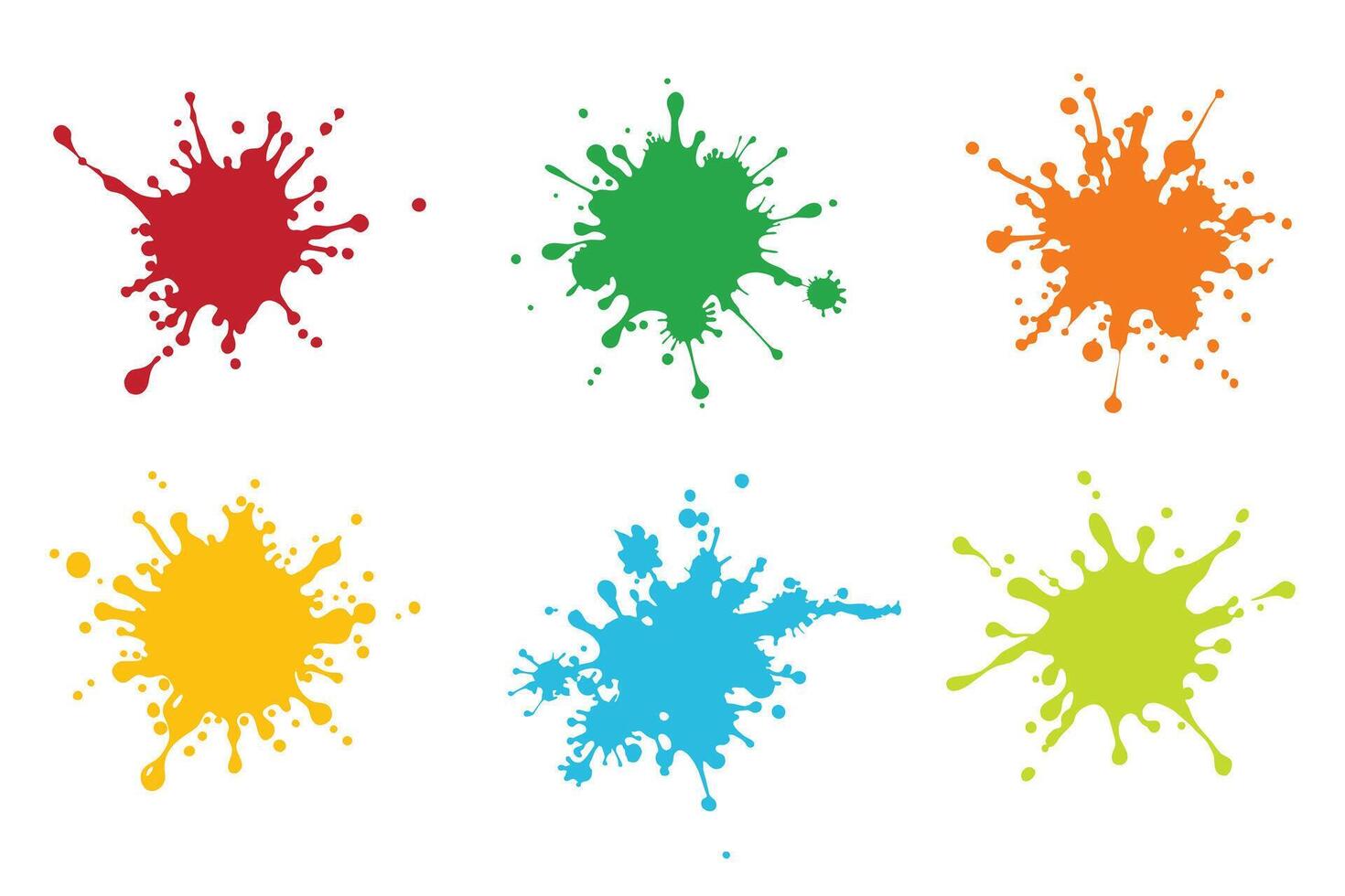 Colorful ink spots set splash splatter abstract shape illustration vector