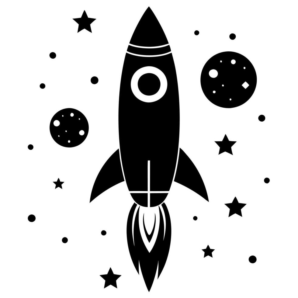 Breaking the Horizon Rocket Silhouette in Twilight Sky vector