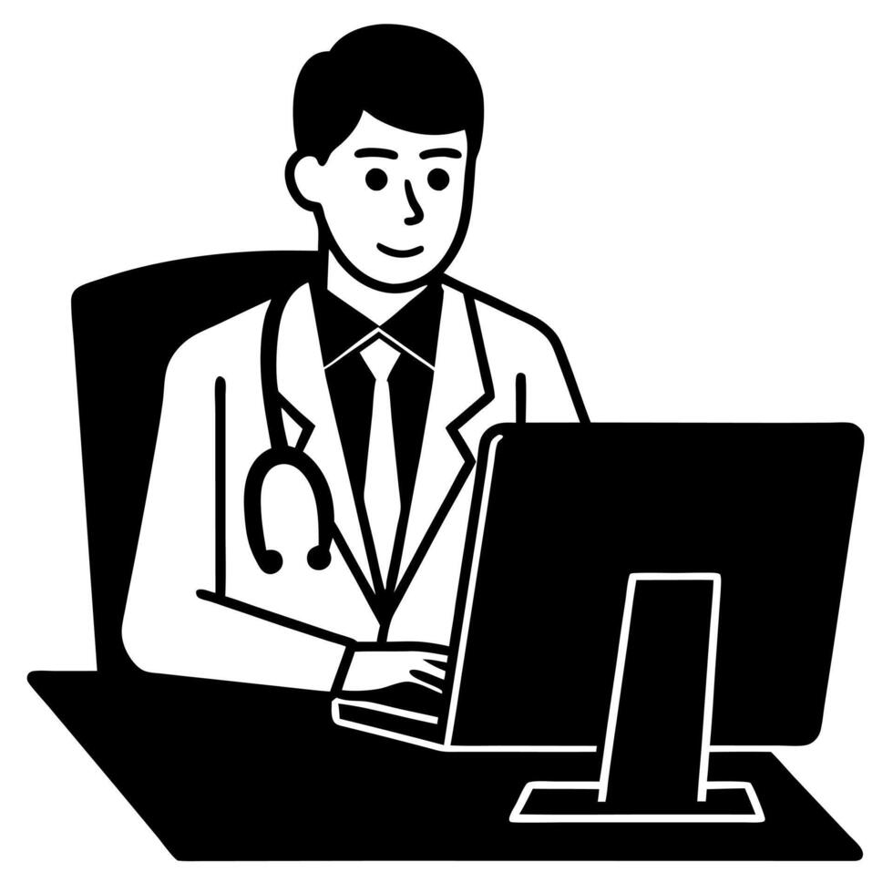 A smart doctor silhouette illustration vector