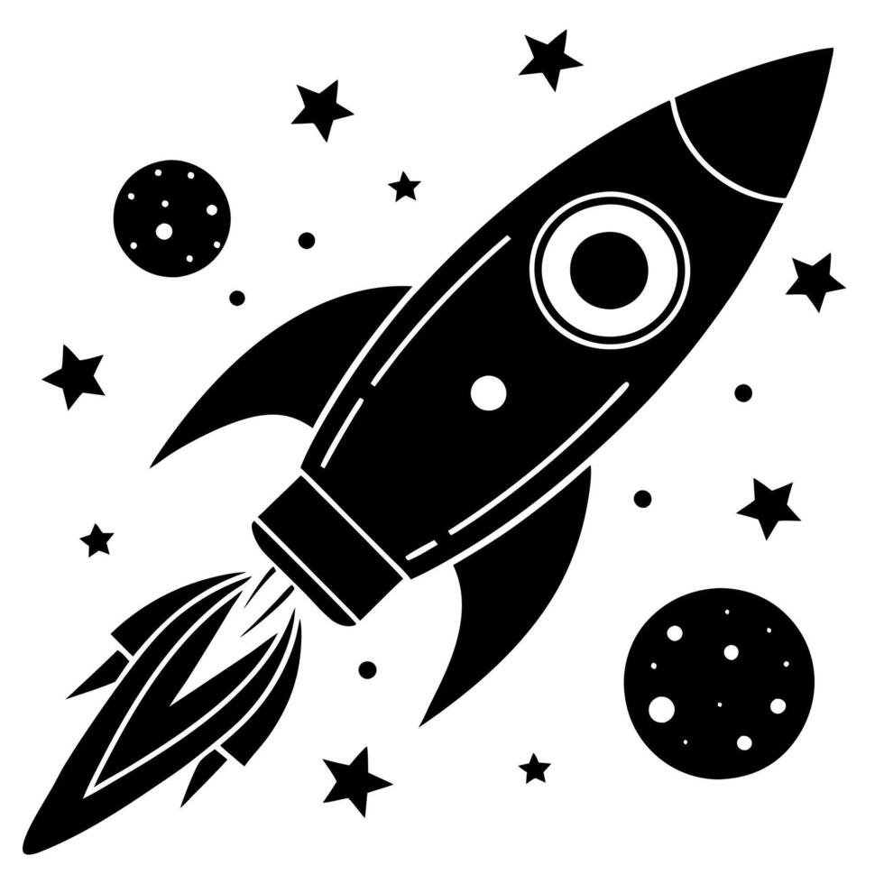 A little rocket fly in the sky silhouette illustration vector