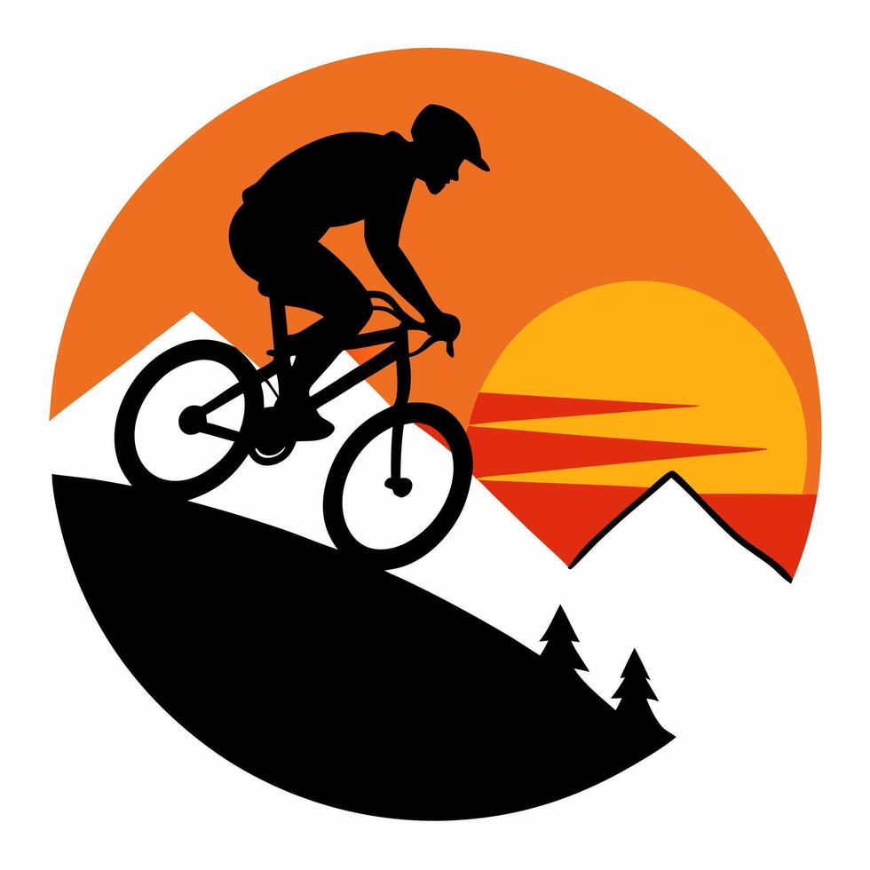 Endless Climb Cyclist Silhouette on Mountainous Terrain vector