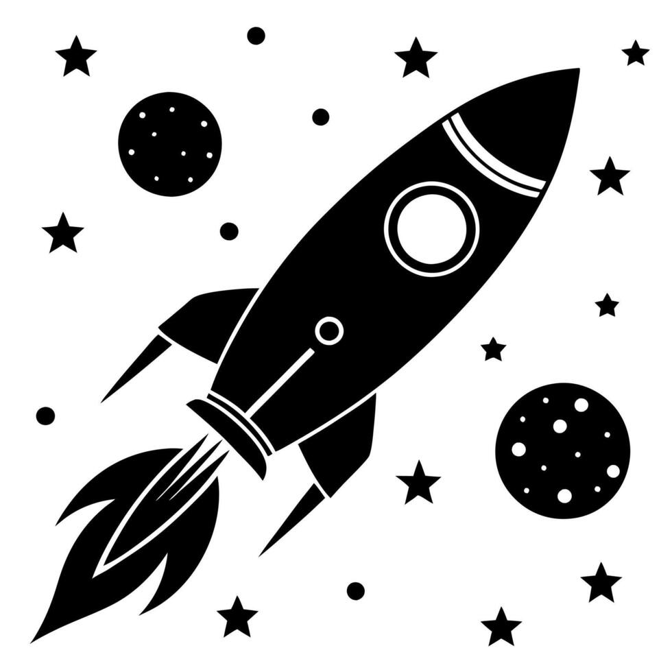 Rising Above Rocket Silhouette in the Infinite Sky vector
