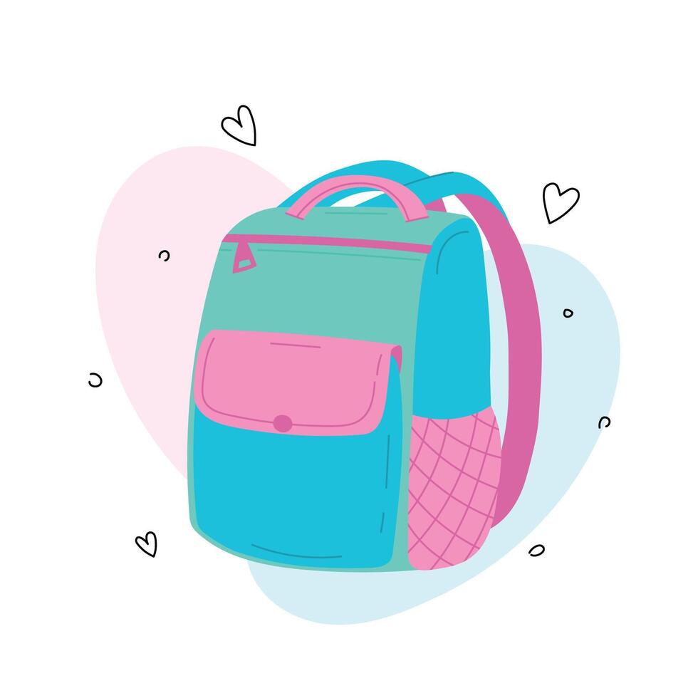 Cute school backpack isolated on a white background. Used for banners, stickers, labels, decals. vector
